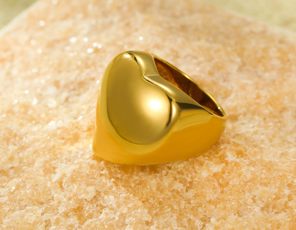 心形不锈钢镀金时尚戒指代工