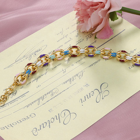 金属电镀手镯五彩斑斓滴胶手链