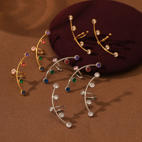 首饰加工不锈钢镶彩钻耳箍耳环