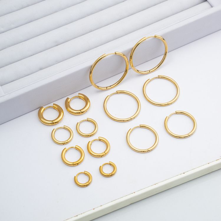 多尺寸不锈钢圆线耳环卡扣耳钉首饰加工厂