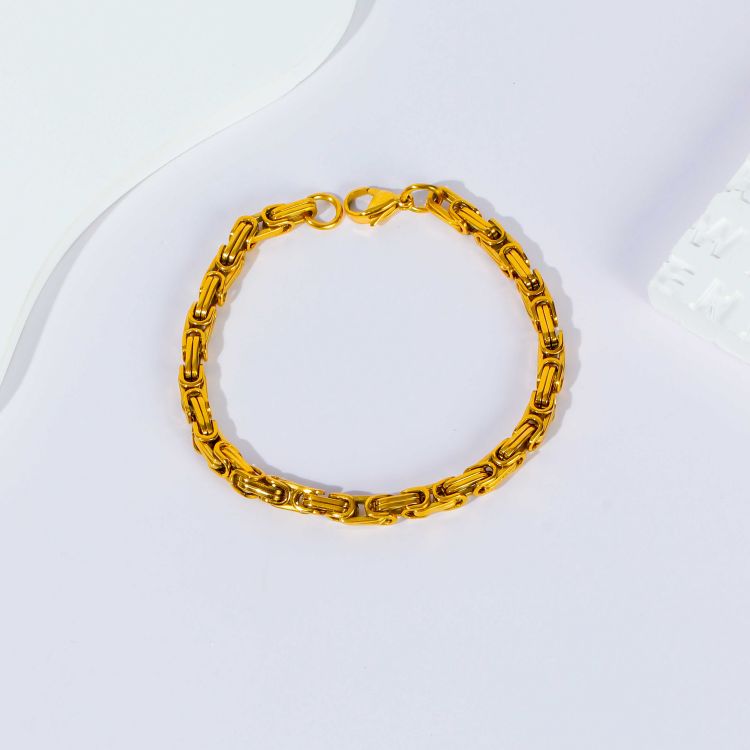 镀金不锈钢方扣龙骨链手链项链首饰定制