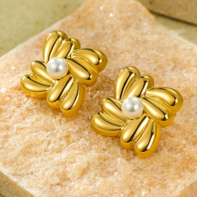 镀18K金珍珠耳环耳坠饰品加工厂