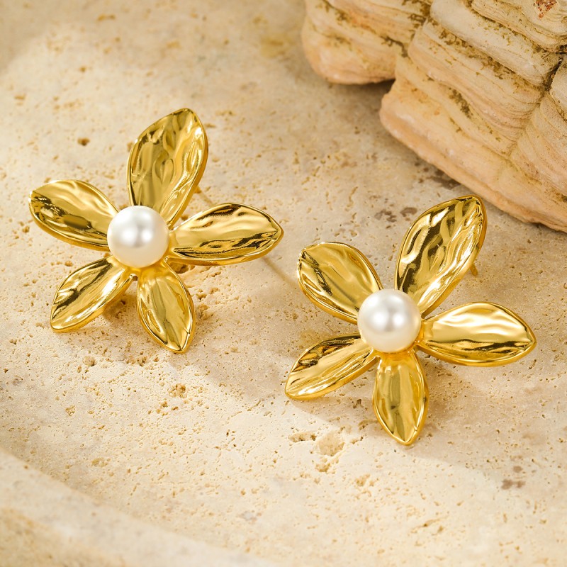 海星状镶珍珠耳环饰品加工厂家