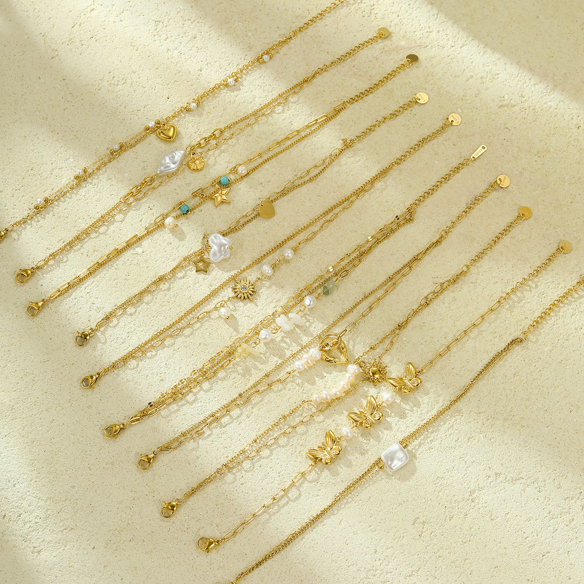 不锈钢珍珠水钻手链