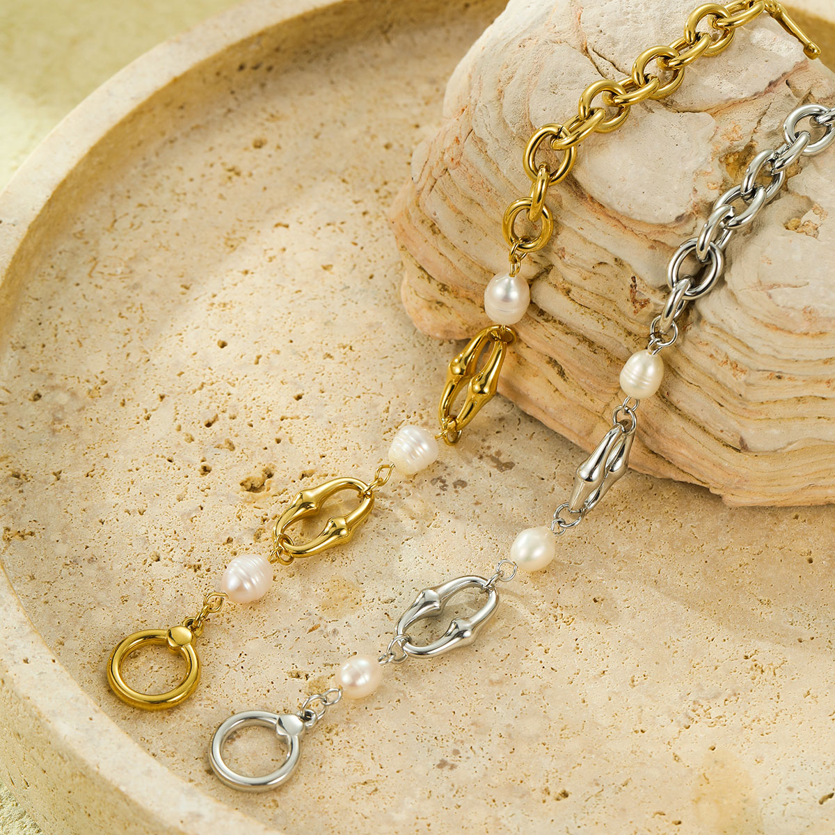 天然淡水珍珠金属链时尚项链