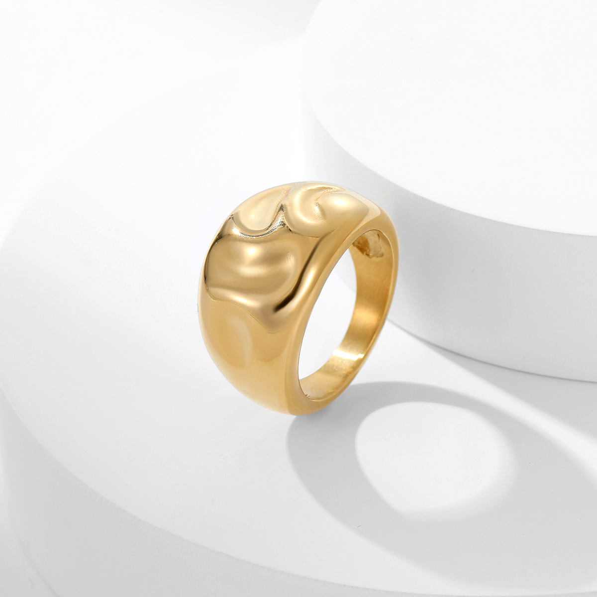 不锈钢夸张球形戒指复古风格