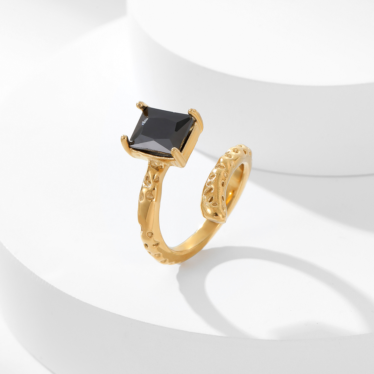 方形不规则几何开口指环