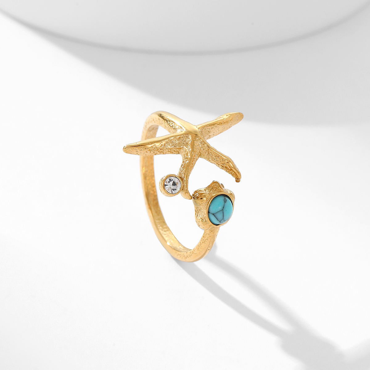 18K镀金珠宝海星镶宝石戒指