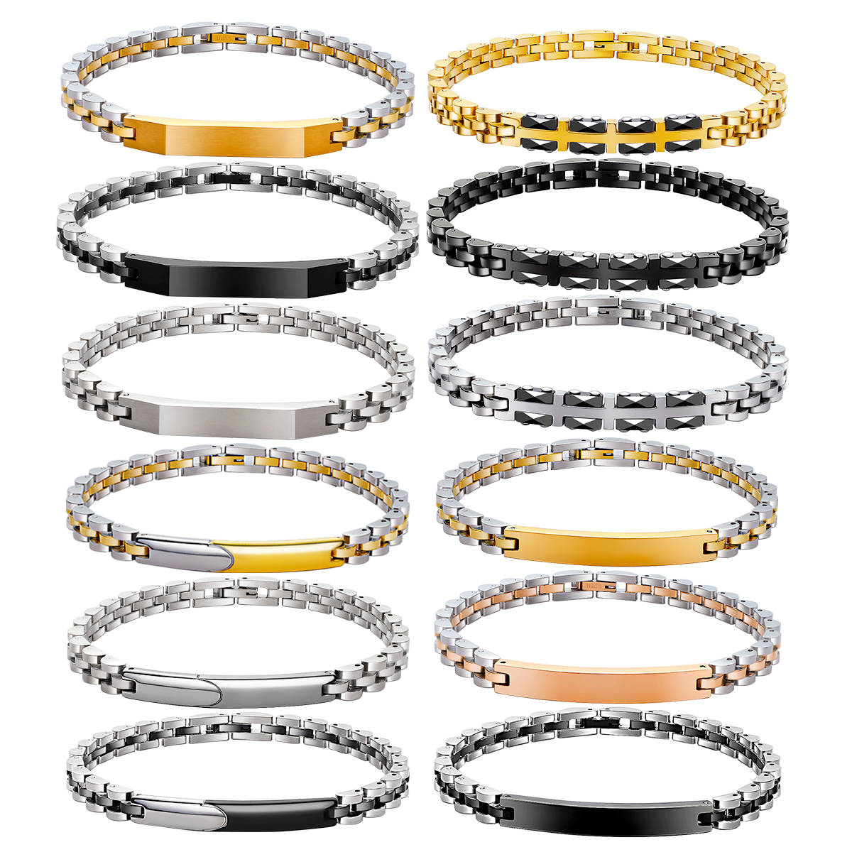 不锈钢手链镀金定制名字手镯