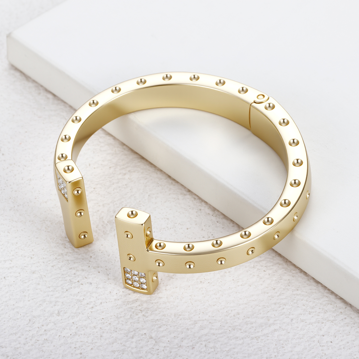 女士优雅镀金开口手镯时尚珠宝礼