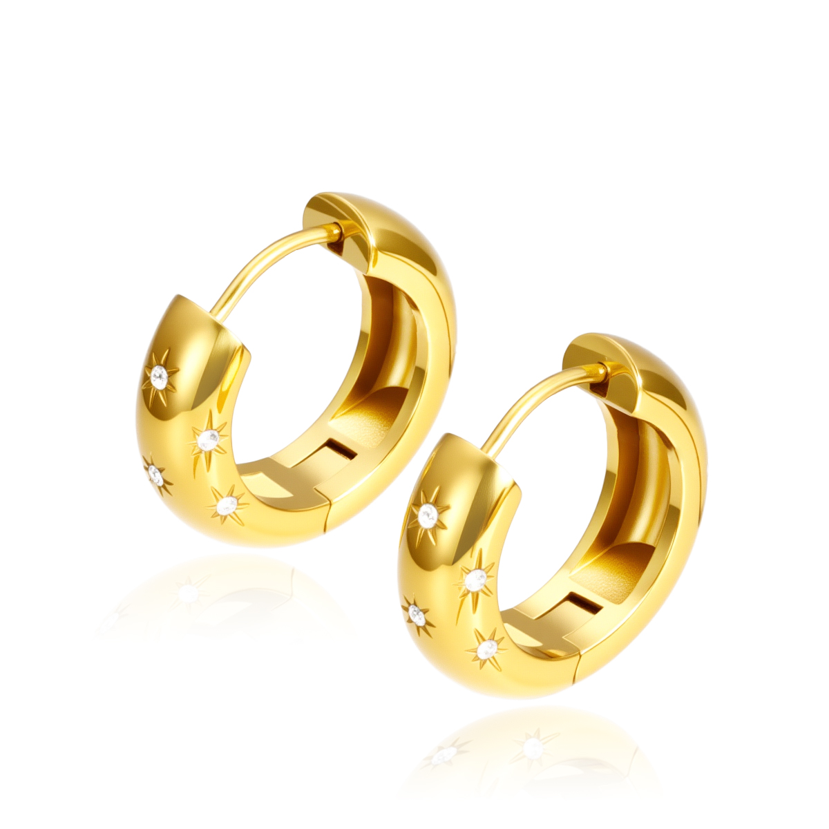 复古优雅微型水钻八芒星圆形耳环