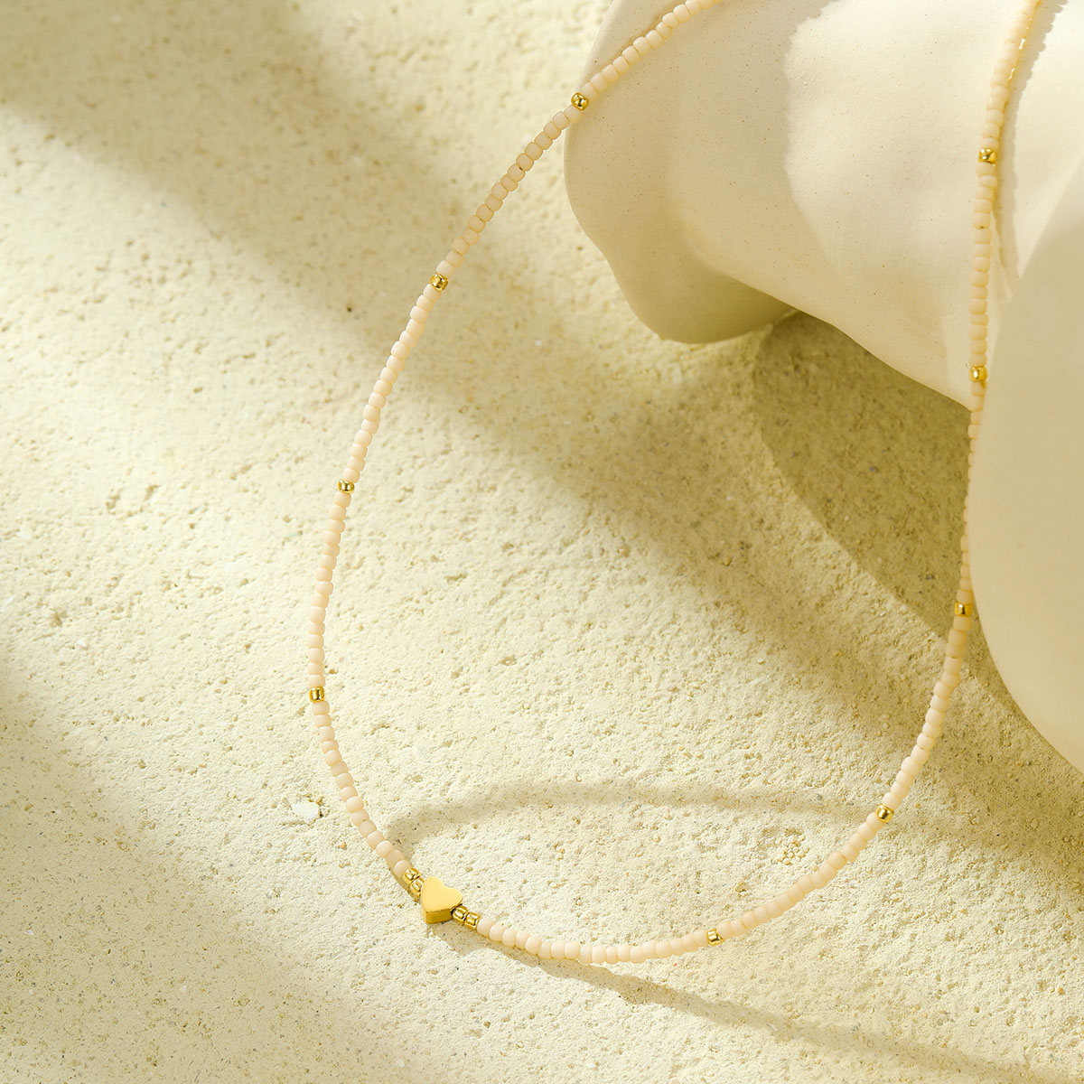 精致心形珍珠项链女士镀金不锈钢链