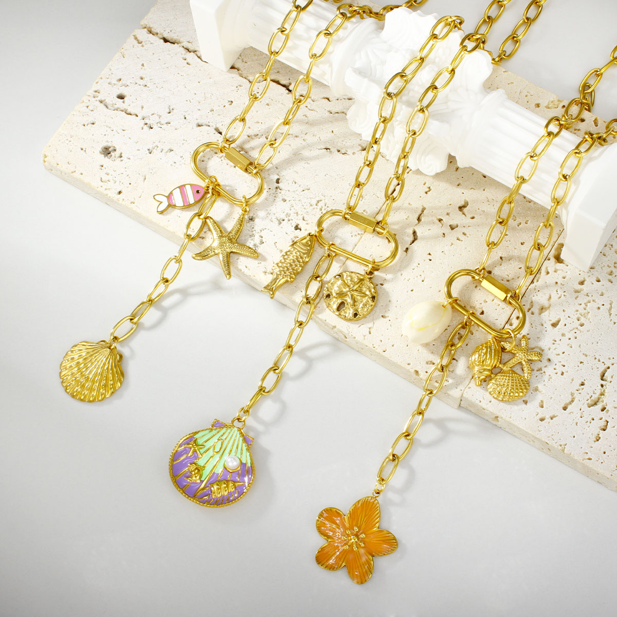 不锈钢回形针扣锁骨链项链吊坠